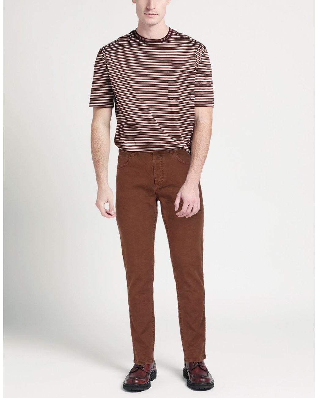 Entre Amis Brown Jeans Cotton, Elastane for men