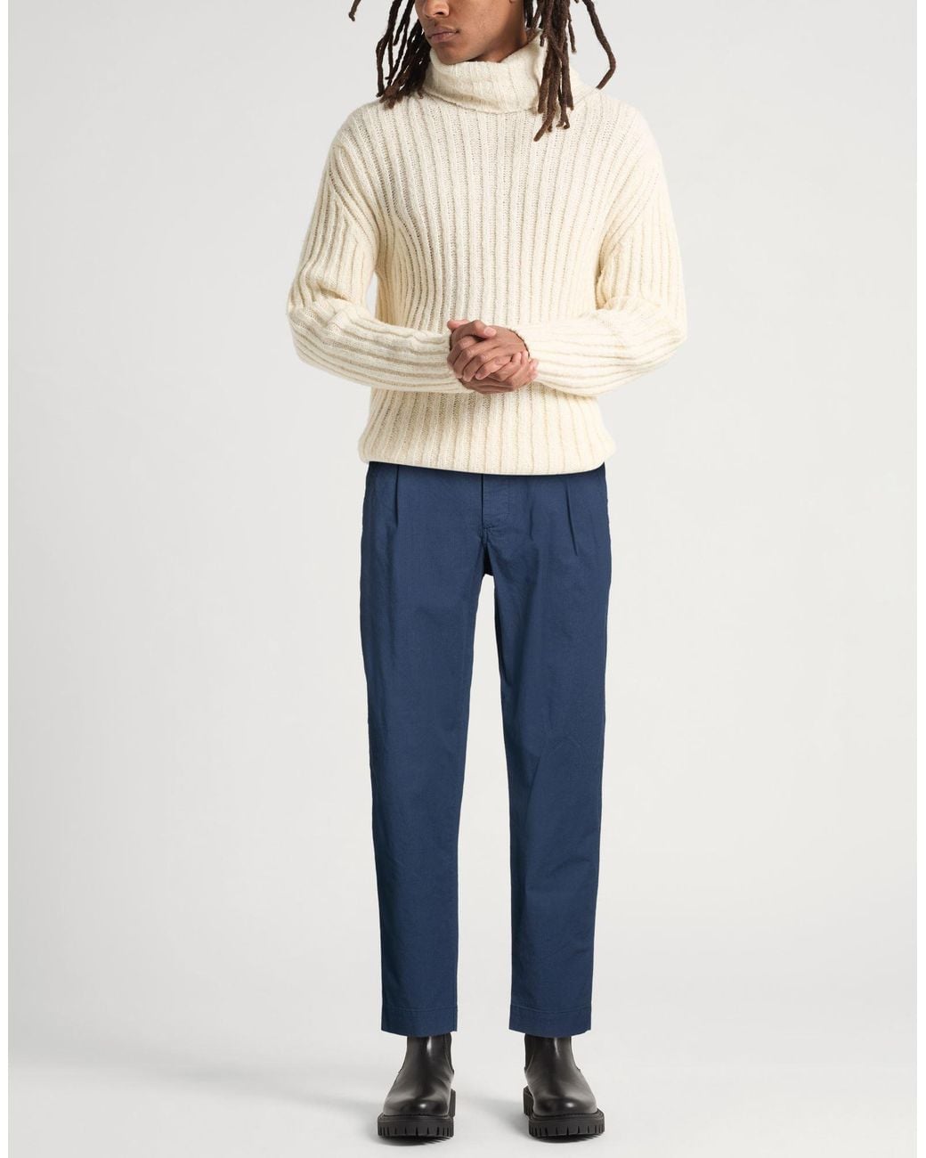 Folk Blue Pants Cotton, Elastane for men