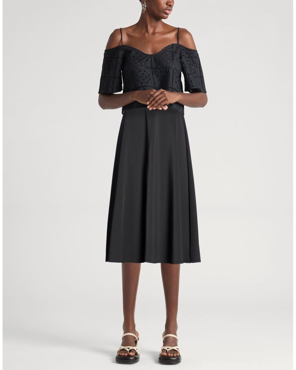 Carla G Gray Midi Skirt Polyester, Elastane