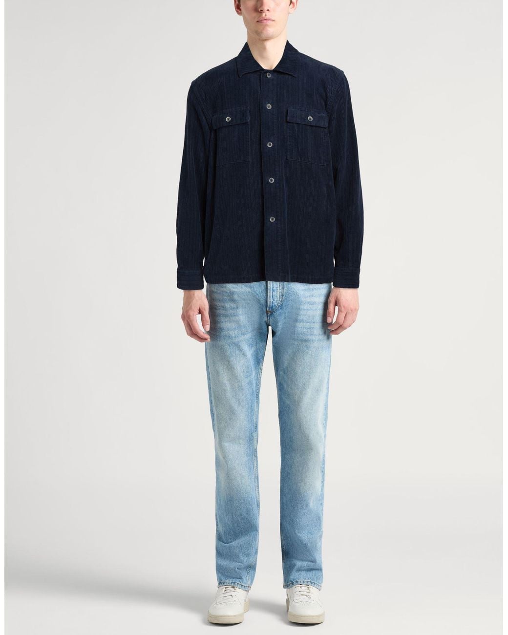 120% Lino Blue Midnight Shirt Cotton for men