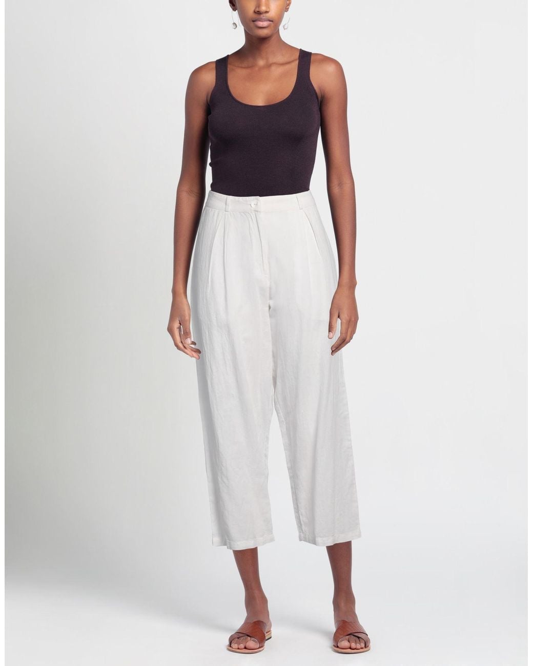 ALESSIA SANTI White Pants Linen, Cotton