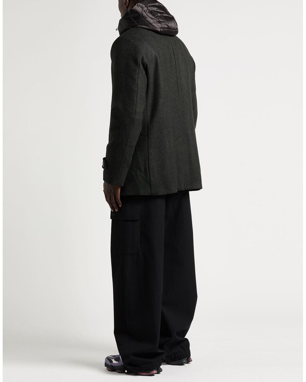 Moorer Black Dark Coat Virgin Wool, Wool, Acrylic, Elastane for men