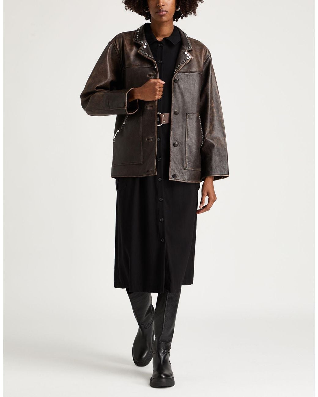 Sandro Brown Dark Jacket Lambskin