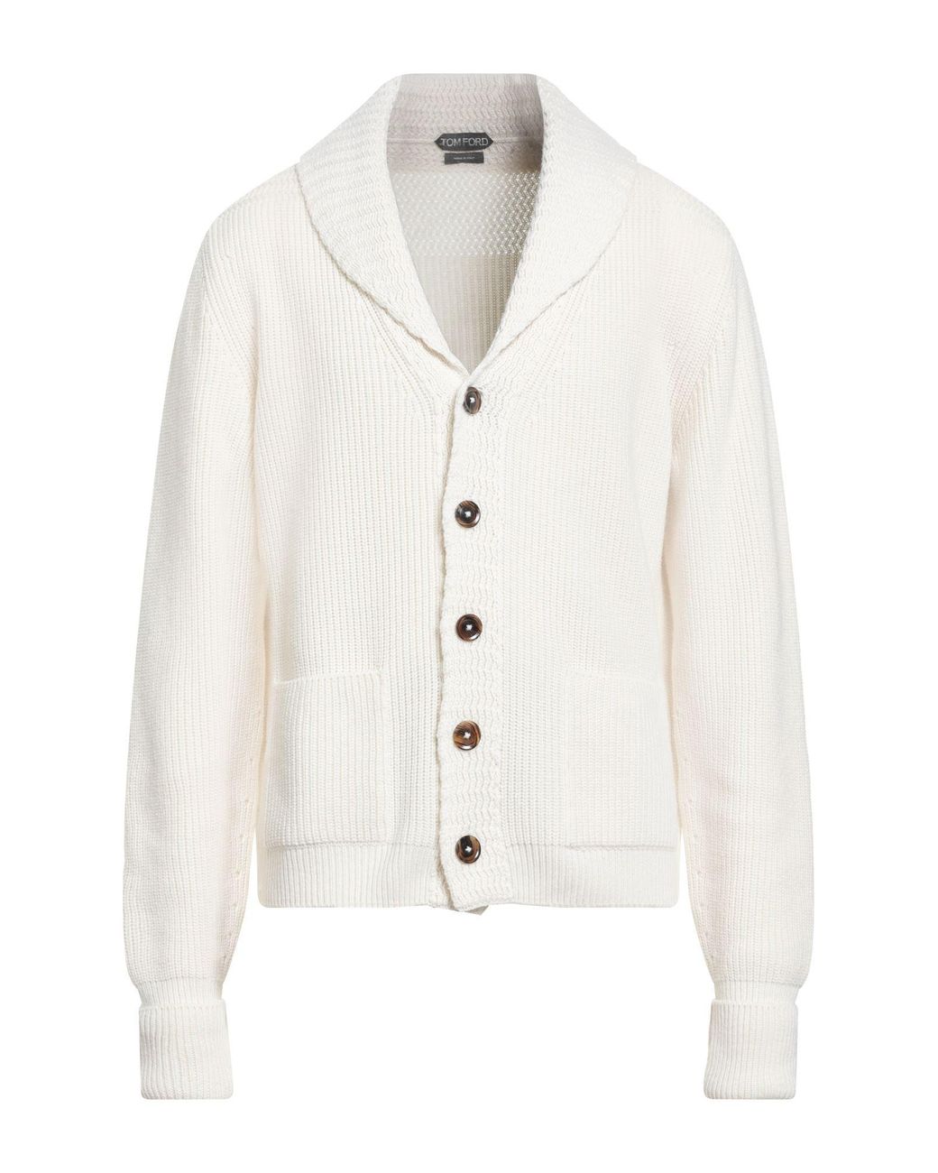 Tom Ford Ivory Cardigan Cashmere in White for Men | Lyst