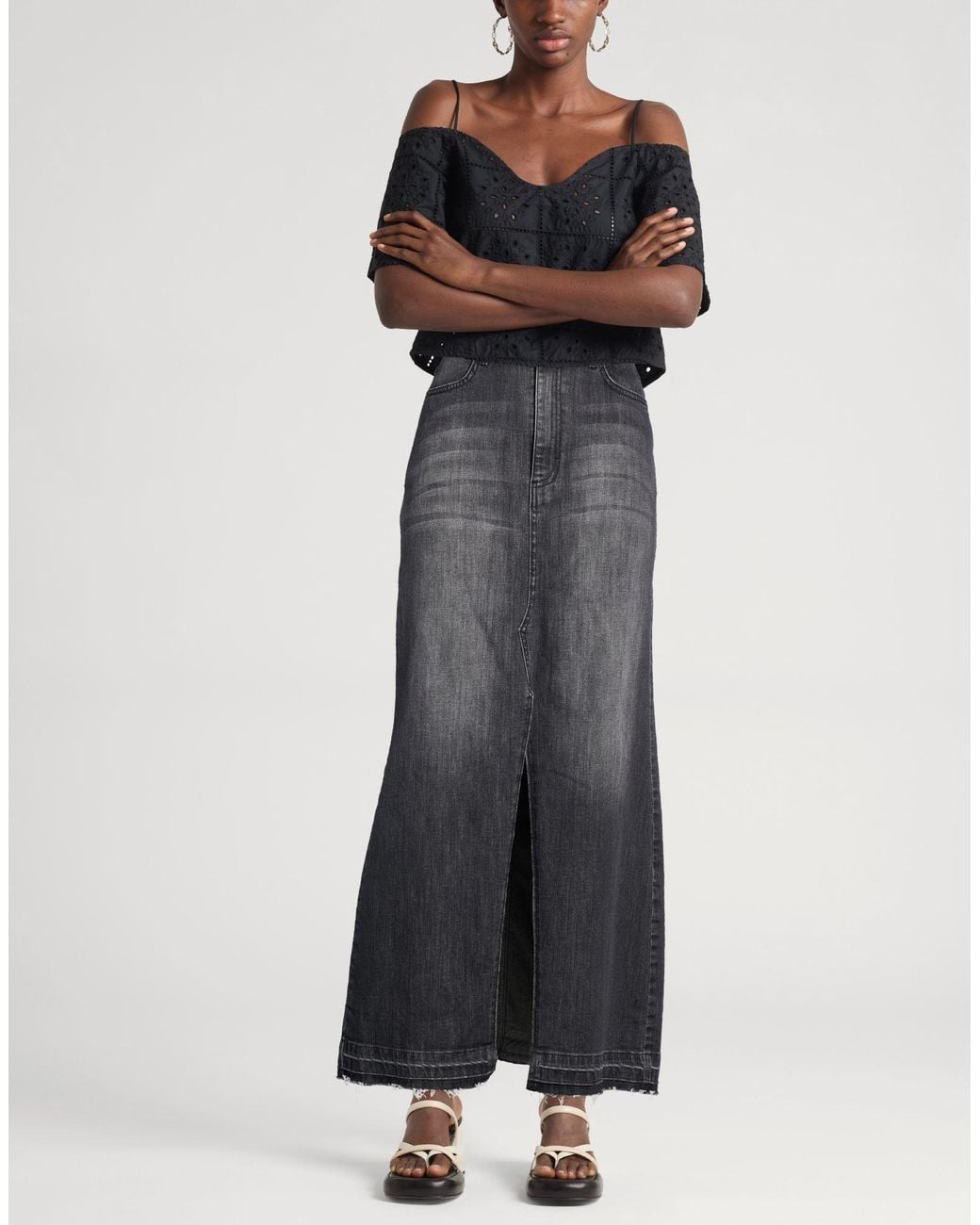 Dixie Gray Denim Skirt Cotton, Elastane