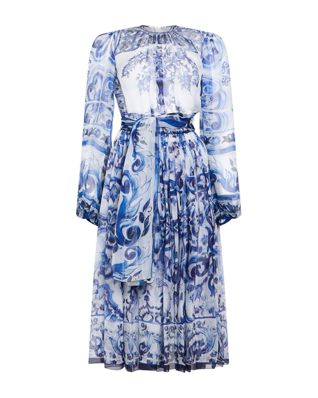 Dolce & Gabbana Blue Midi Dress Silk