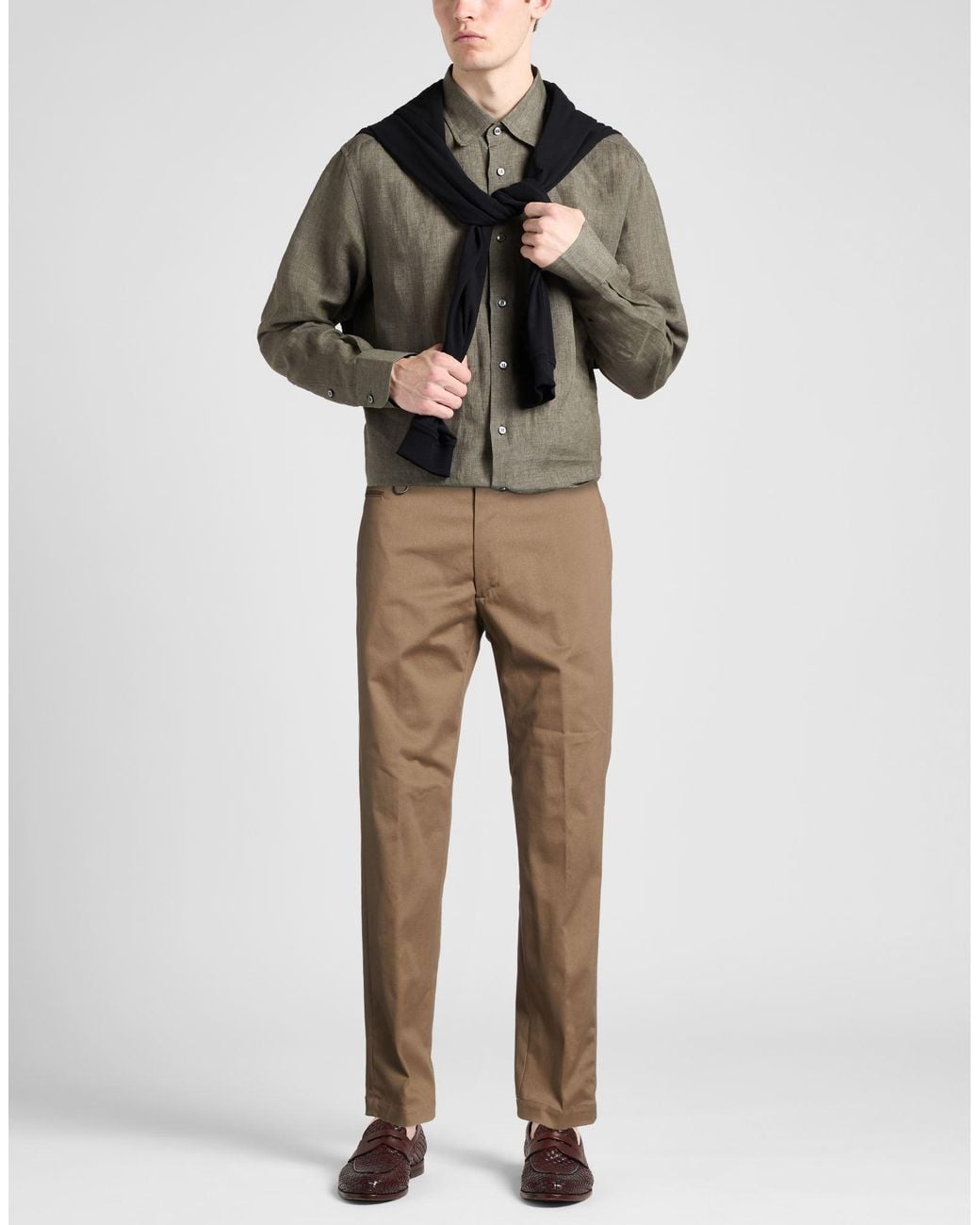 Paolo Pecora Natural Khaki Pants Cotton, Elastane for men