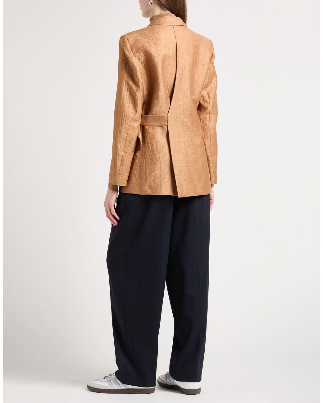 Maje Brown Camel Blazer Linen, Polyamide