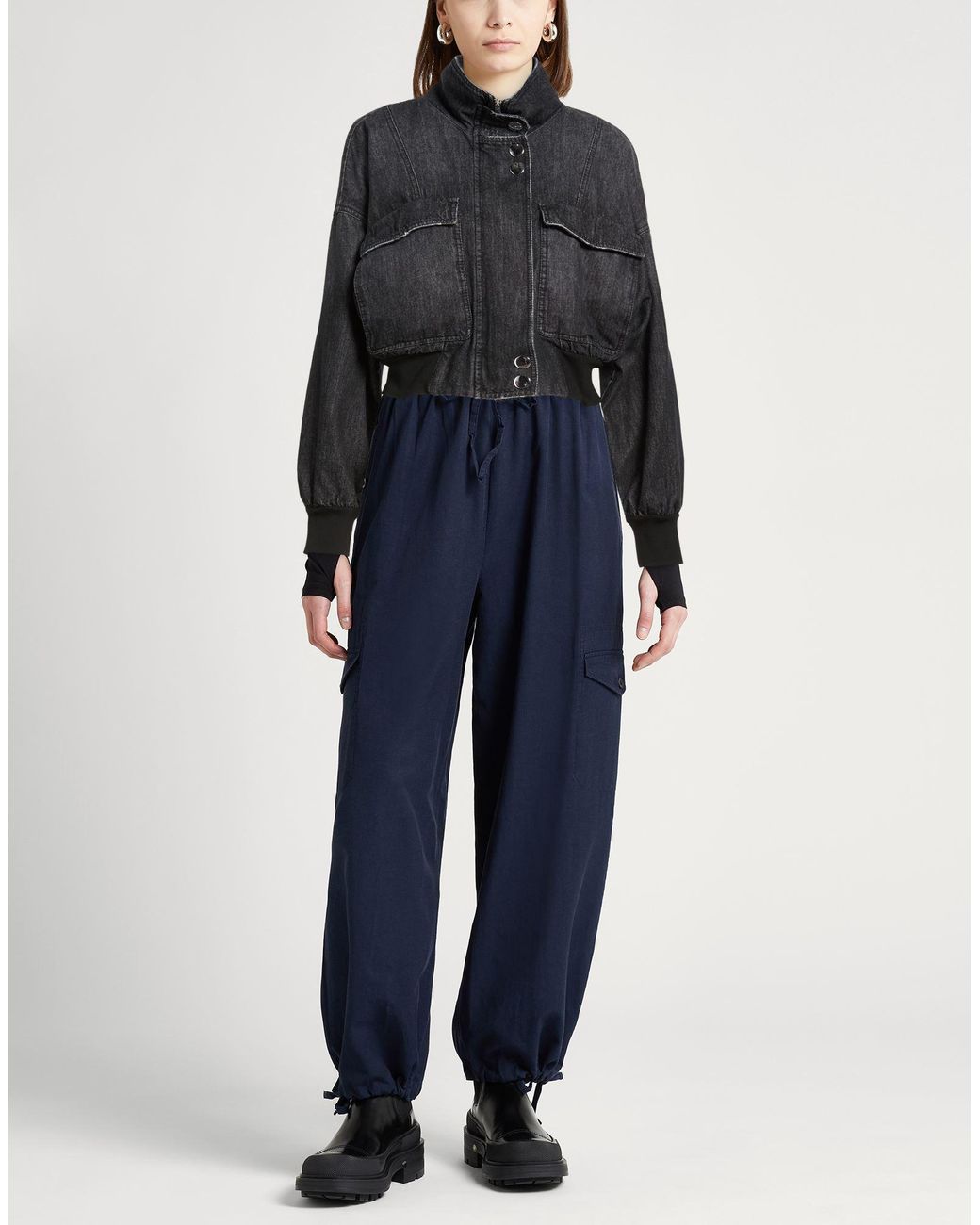 Marella Black Stella Maxwell X Denim Outerwear Cotton