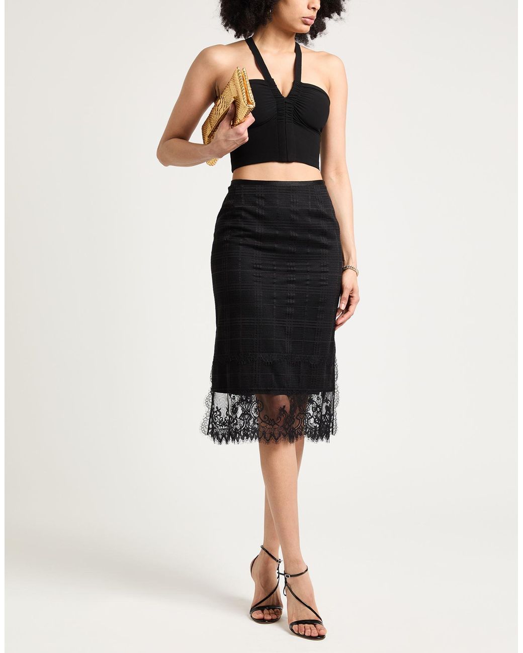 Alberta Ferretti Black Midi Skirt Polyester