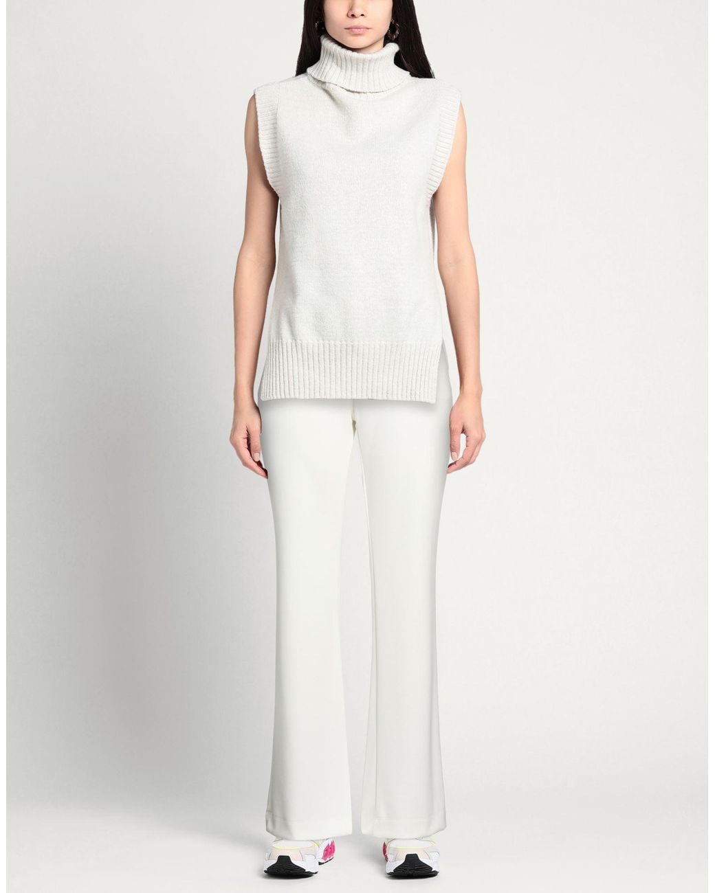 hinnominate White Pants Viscose, Polyester, Elastane