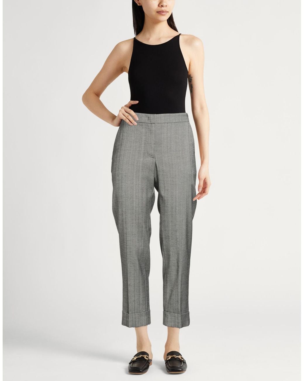 PT Torino Gray Pants Viscose, Cotton, Virgin Wool, Elastane