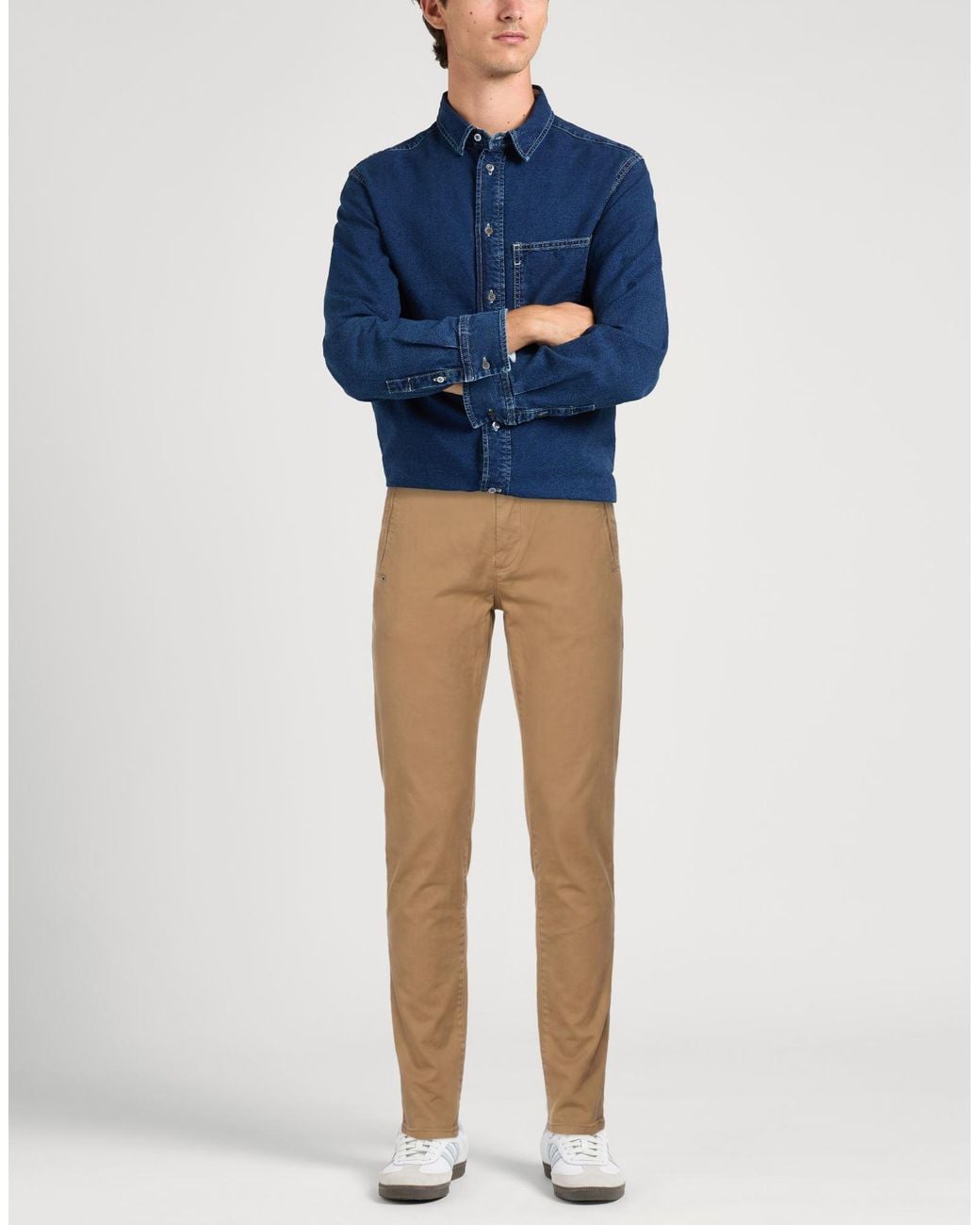 Daniele Alessandrini Natural Khaki Pants Cotton, Elastane for men
