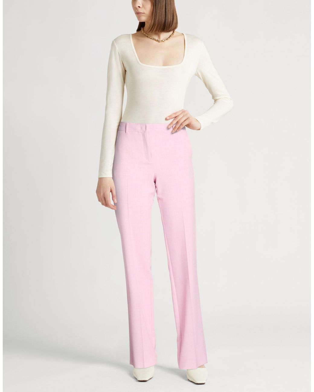 Marella Pink Pants Polyester, Elastane
