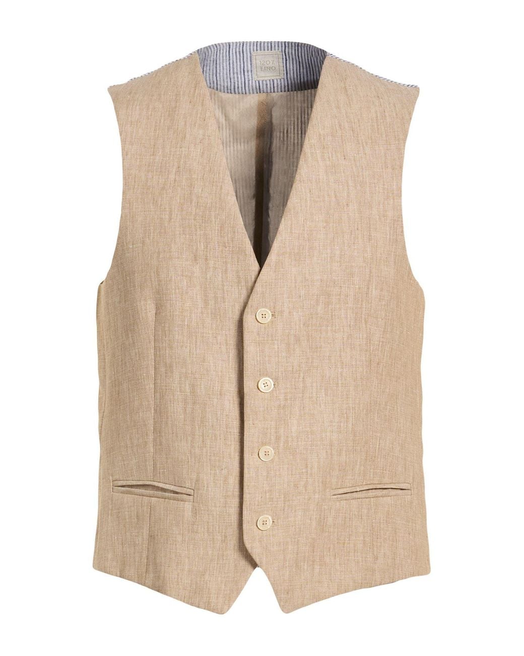 120% Lino Natural Tailored Vests for men