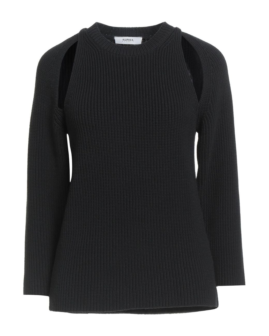 Alpha Studio Black Sweater Cotton, Polyamide