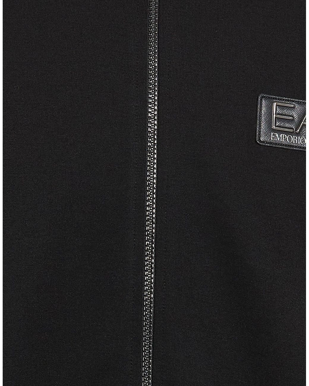 EA7 Black Sweatshirt Polyester, Cotton for men