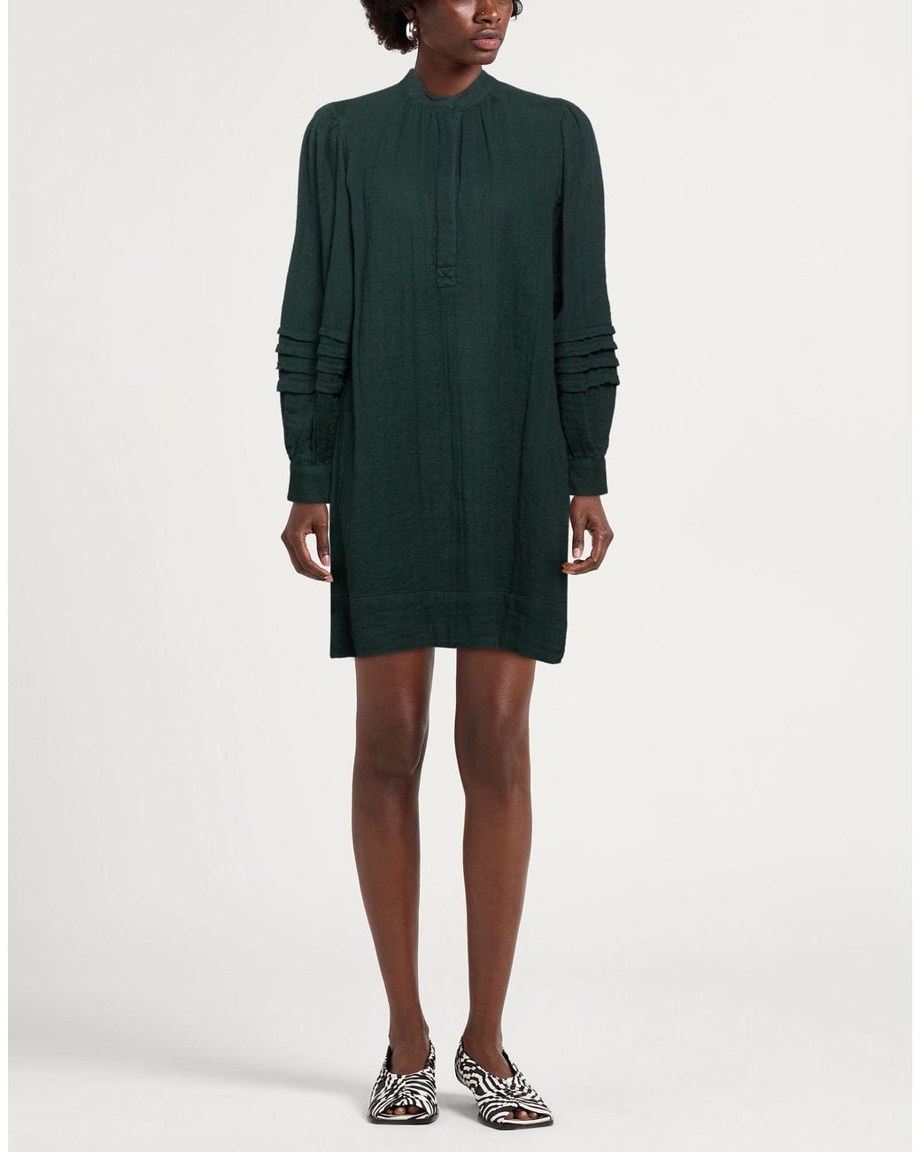 Antik Batik Green Dark Mini Dress Cotton