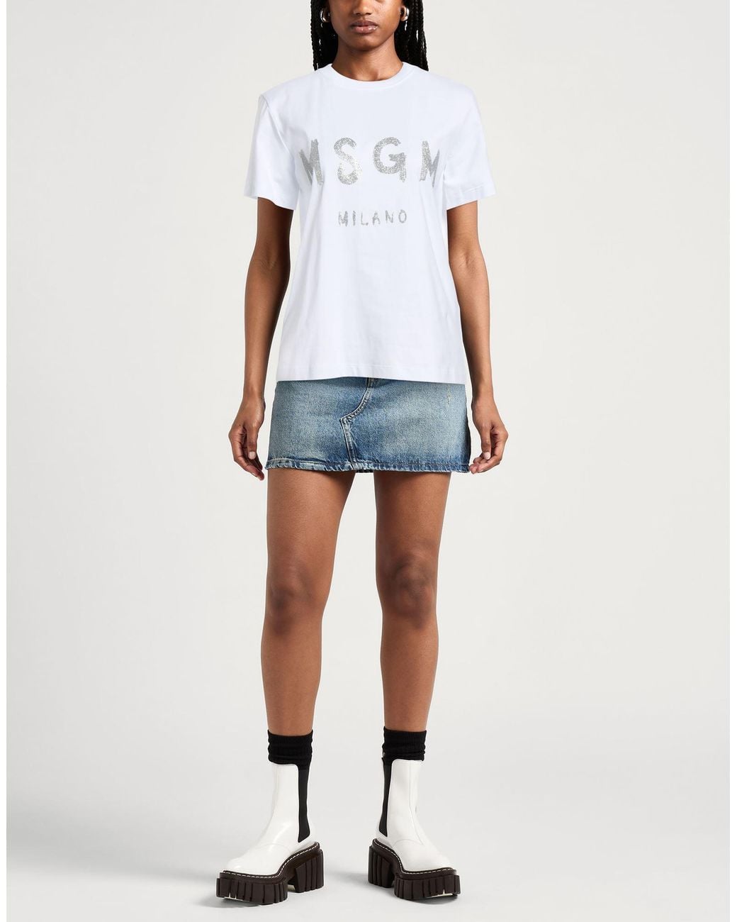 MSGM White T-Shirt Cotton