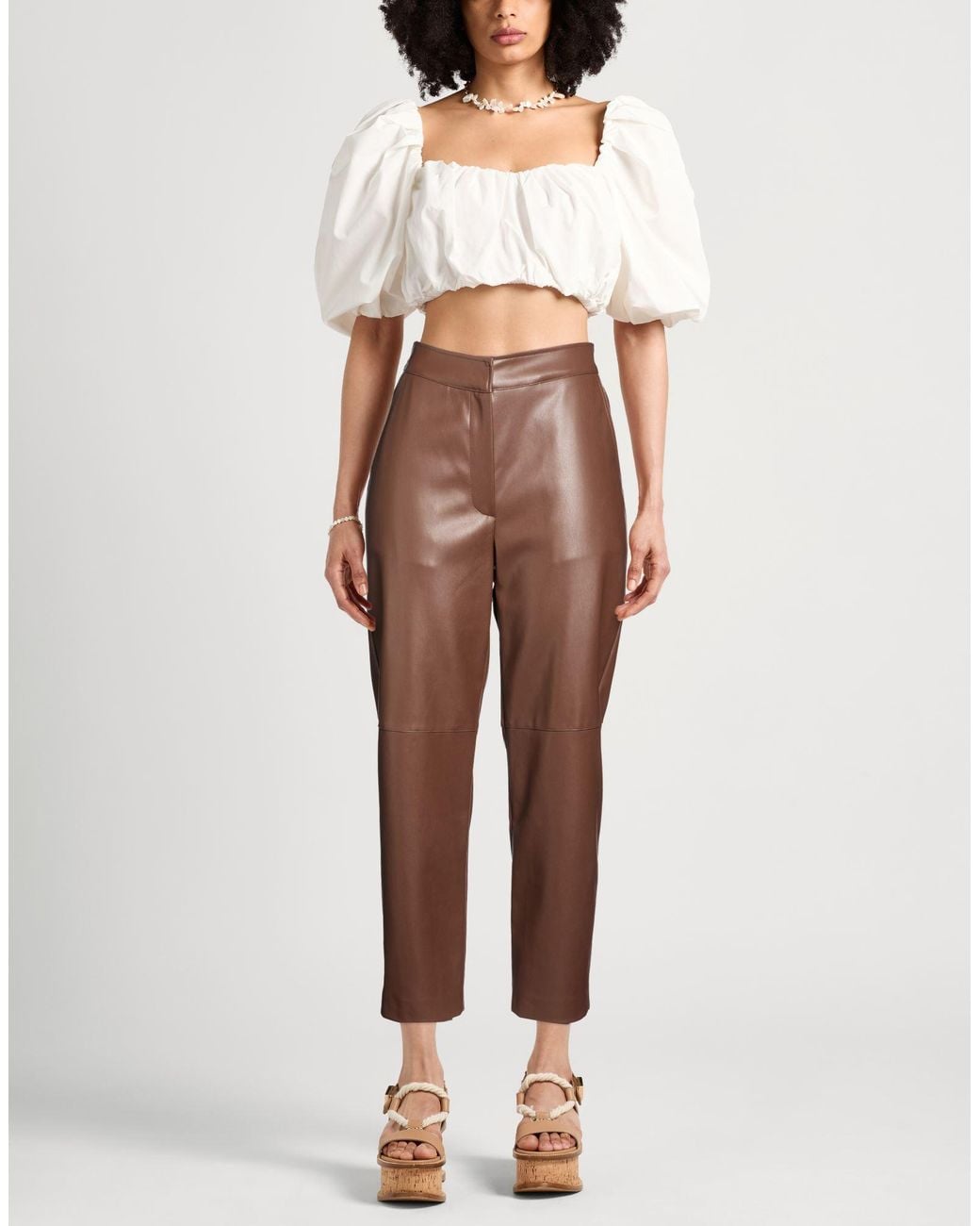 Alpha Studio Brown Dark Pants Polyester, Polyurethane Resin