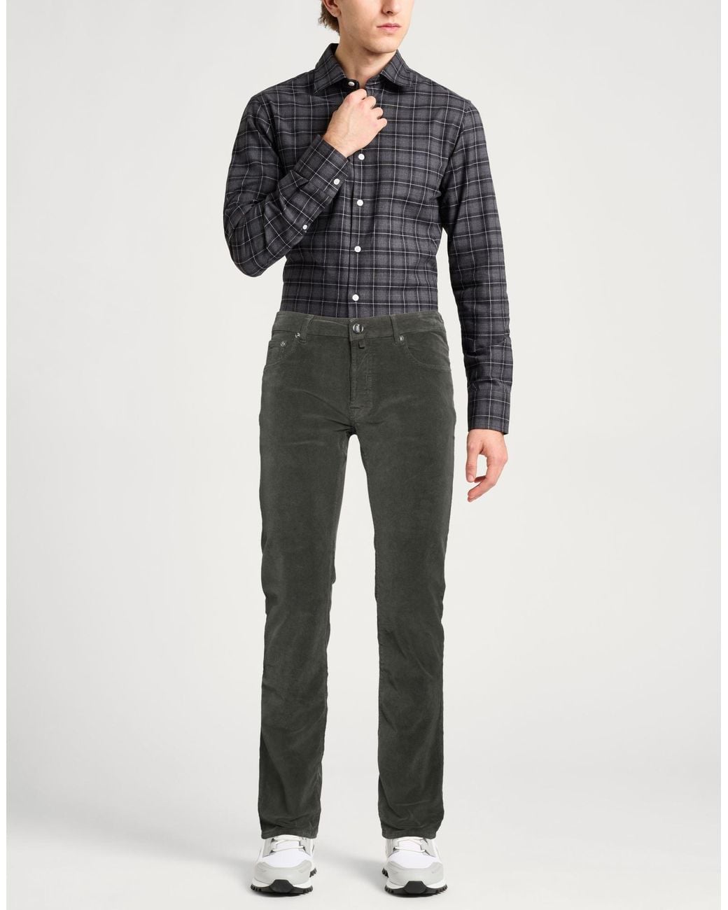 Moorer Gray Military Pants Cotton, Elastane for men