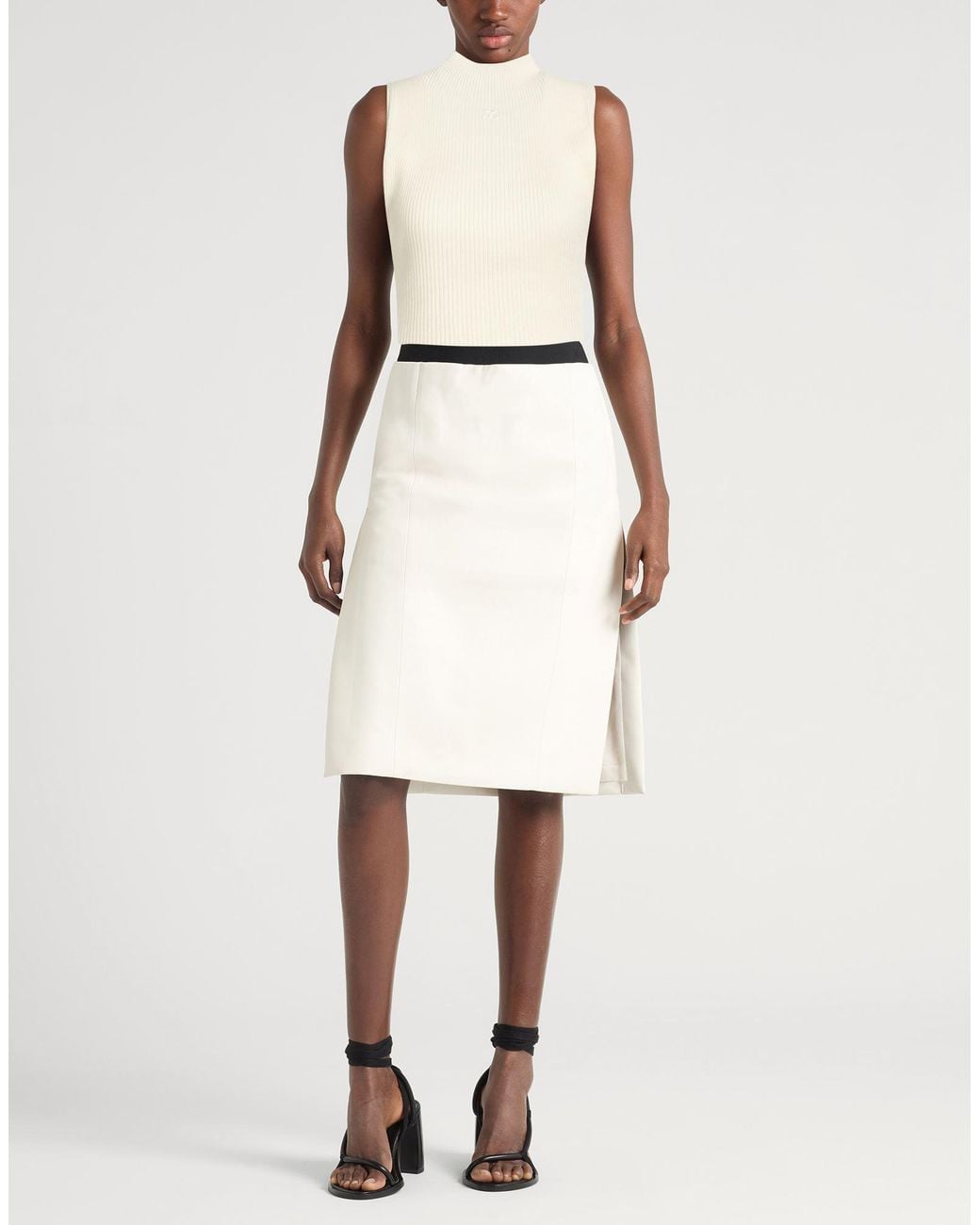 Courreges White Ivory Turtleneck Cotton, Merino Wool