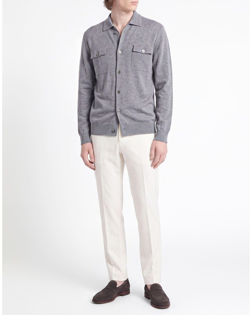 Alpha Studio Gray Cardigan Wool for men