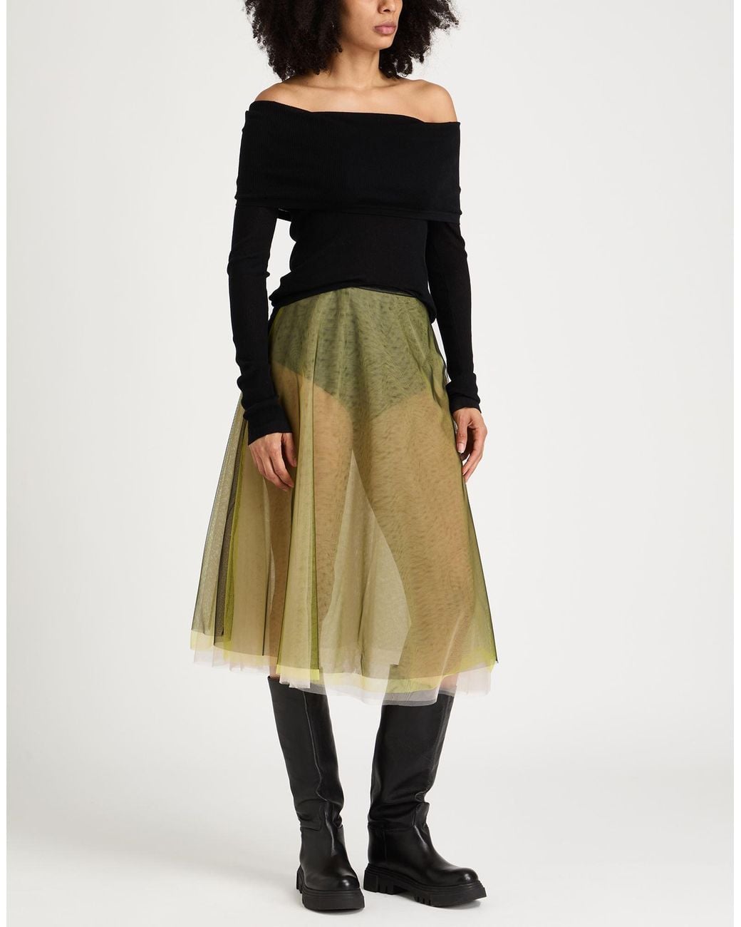 MSGM Yellow Midi Skirt Polyamide