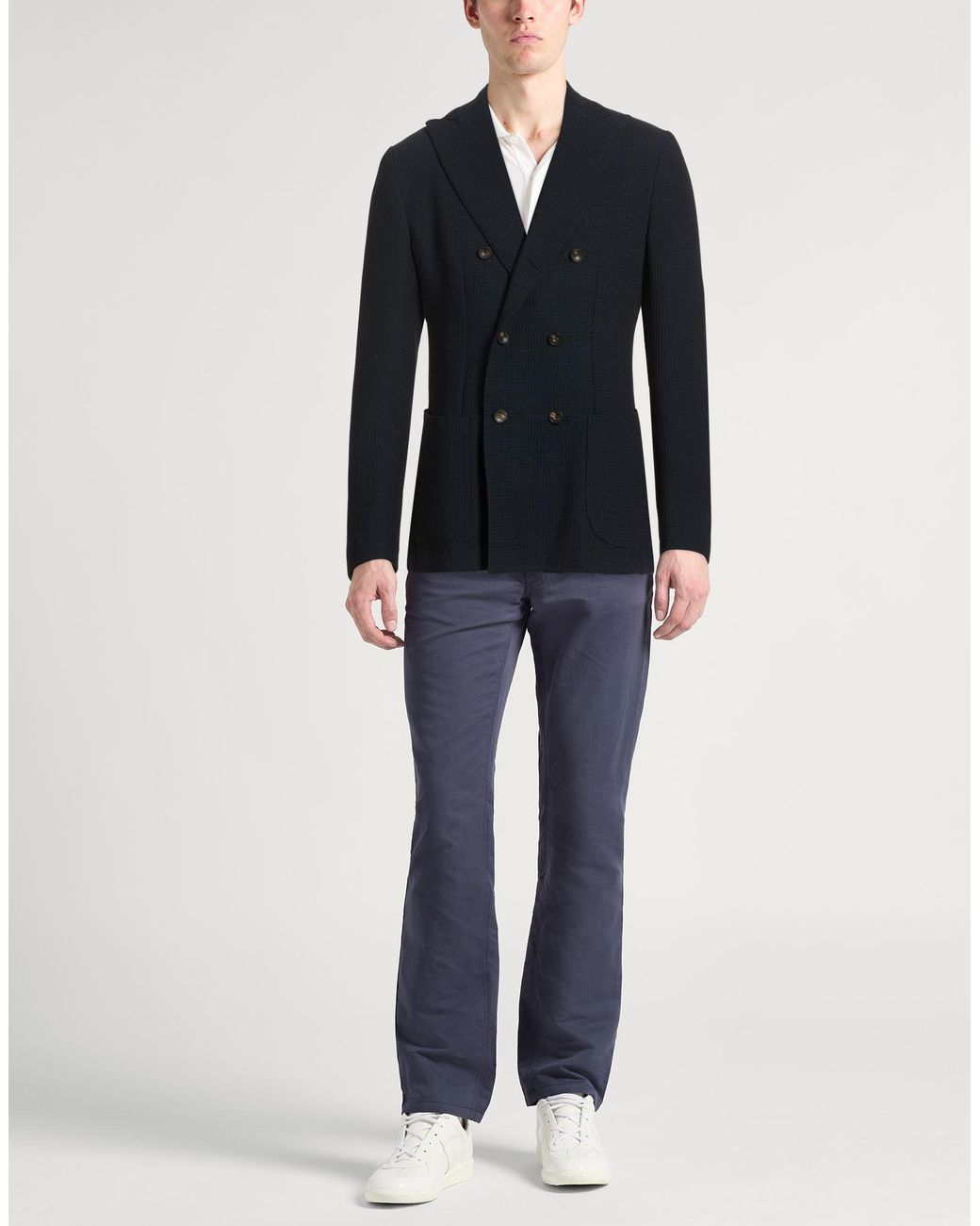 Santaniello Blue Midnight Blazer Polyester, Wool, Elastane for men