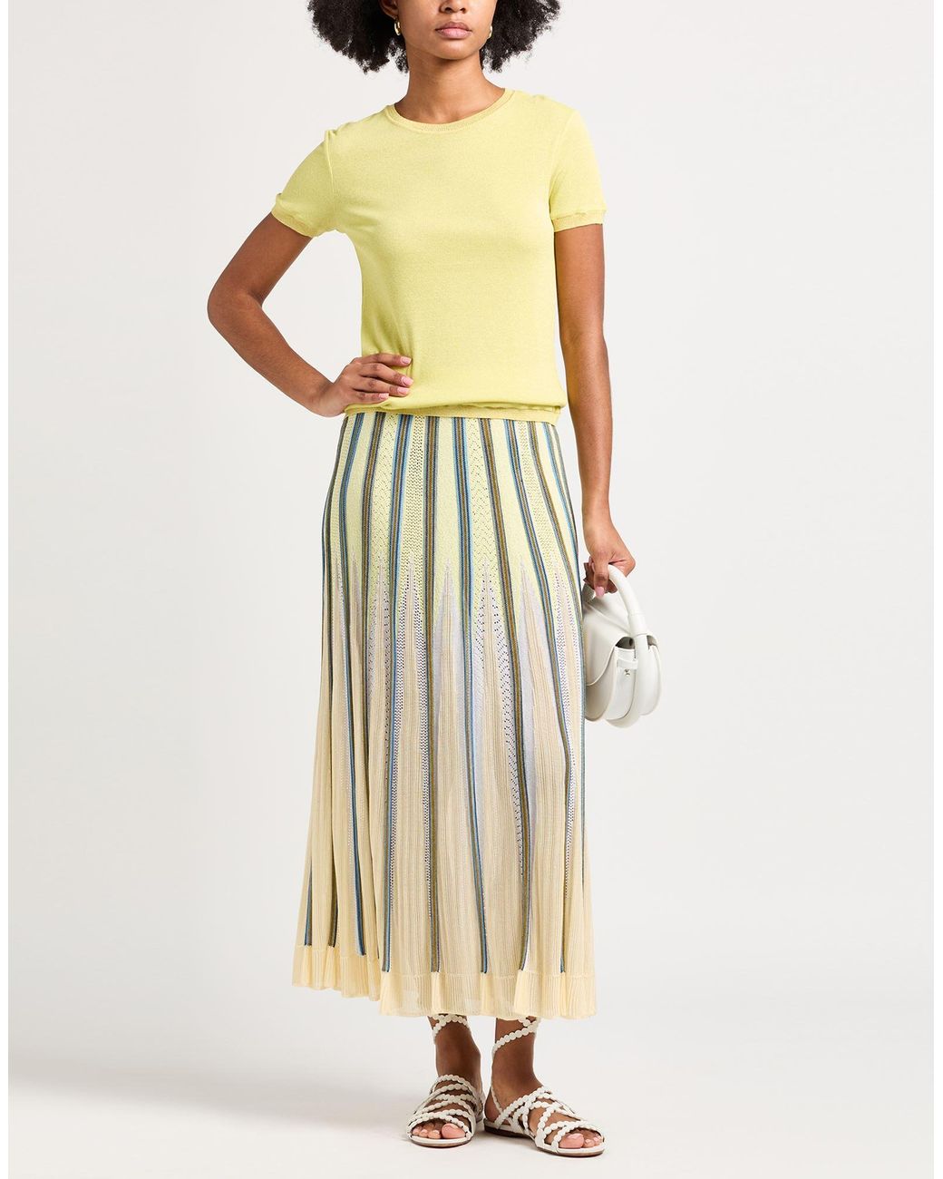 Patrizia Pepe Yellow Essential T-Shirt Viscose, Polyamide, Polyester, Elastane