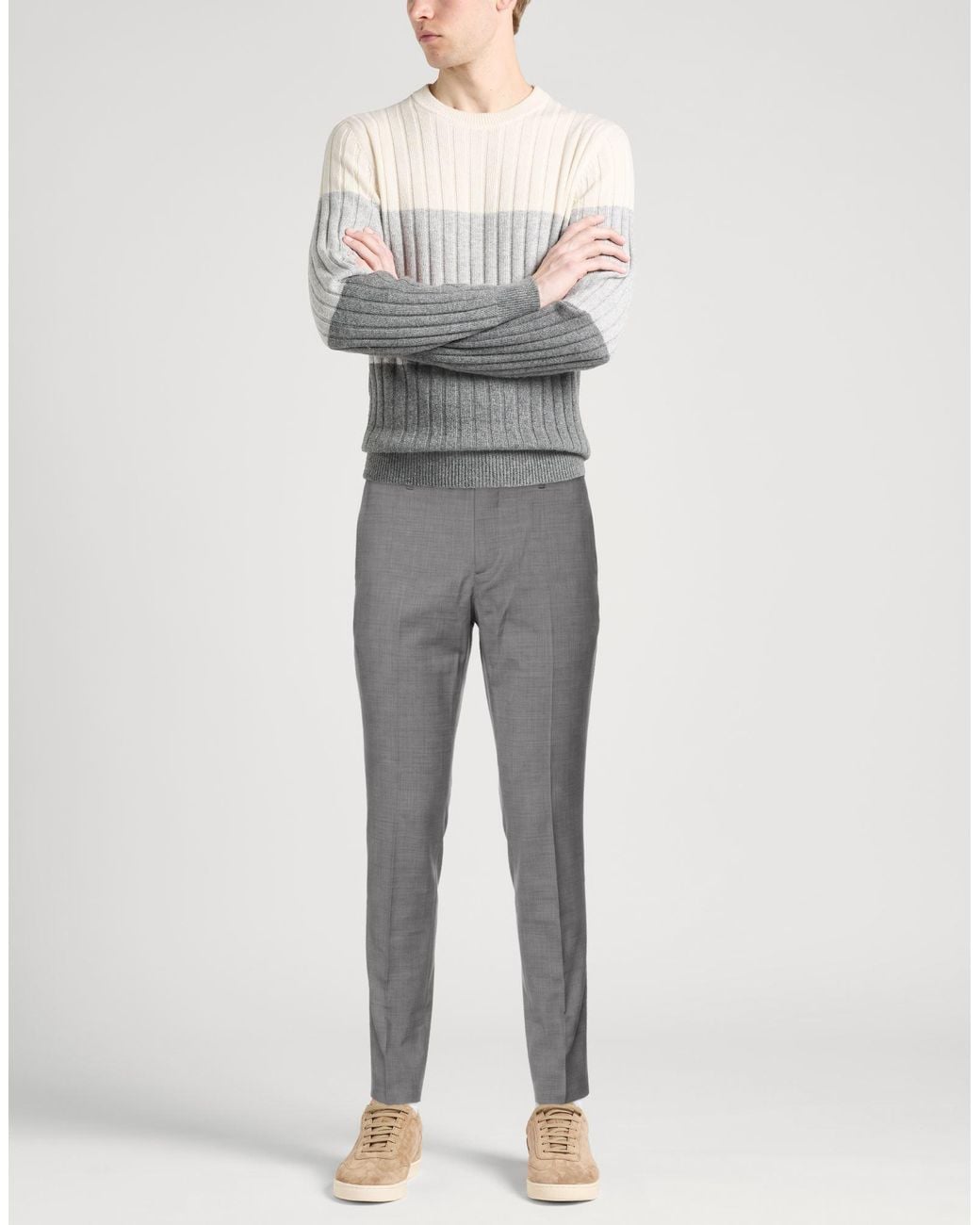Eleventy Gray Pants Wool, Elastane for men