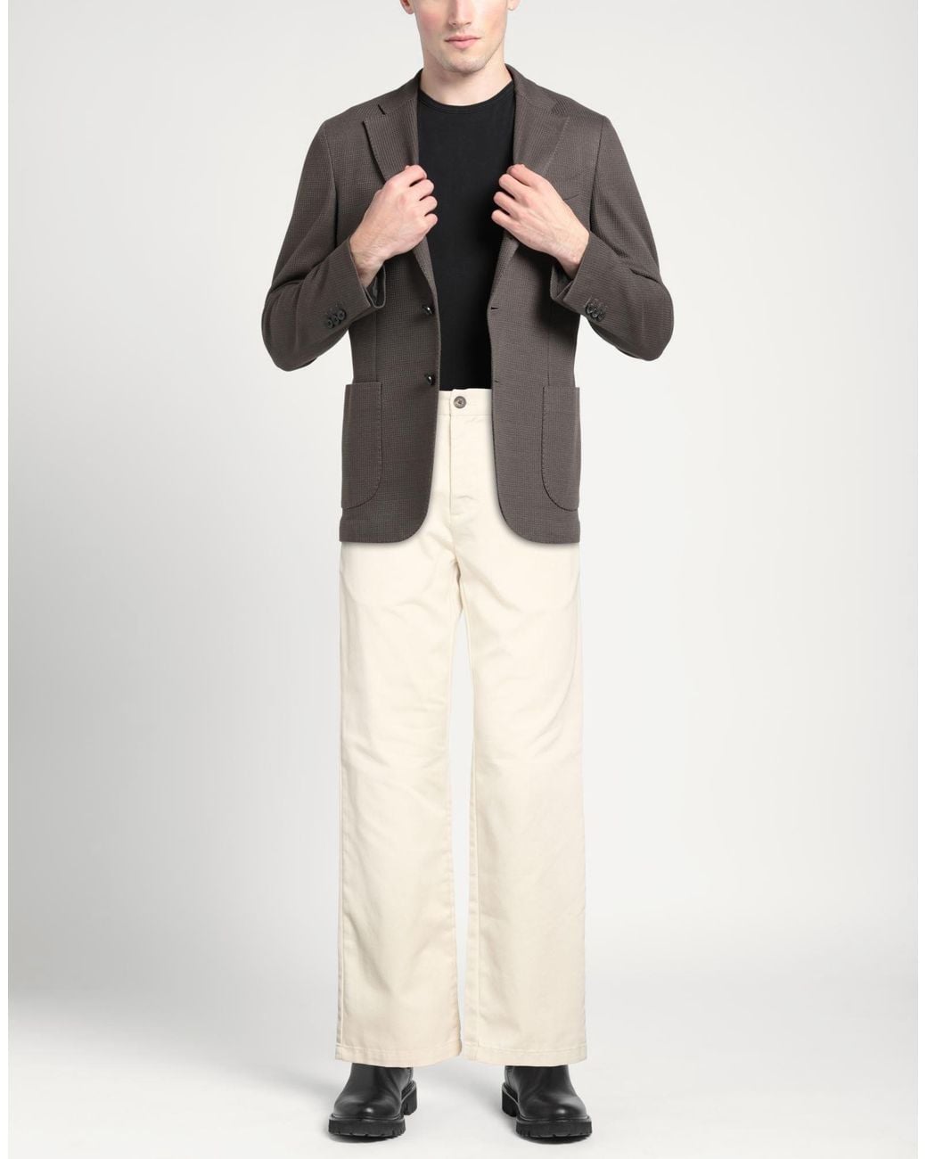 Solid Natural Pants Polyester, Cotton for men
