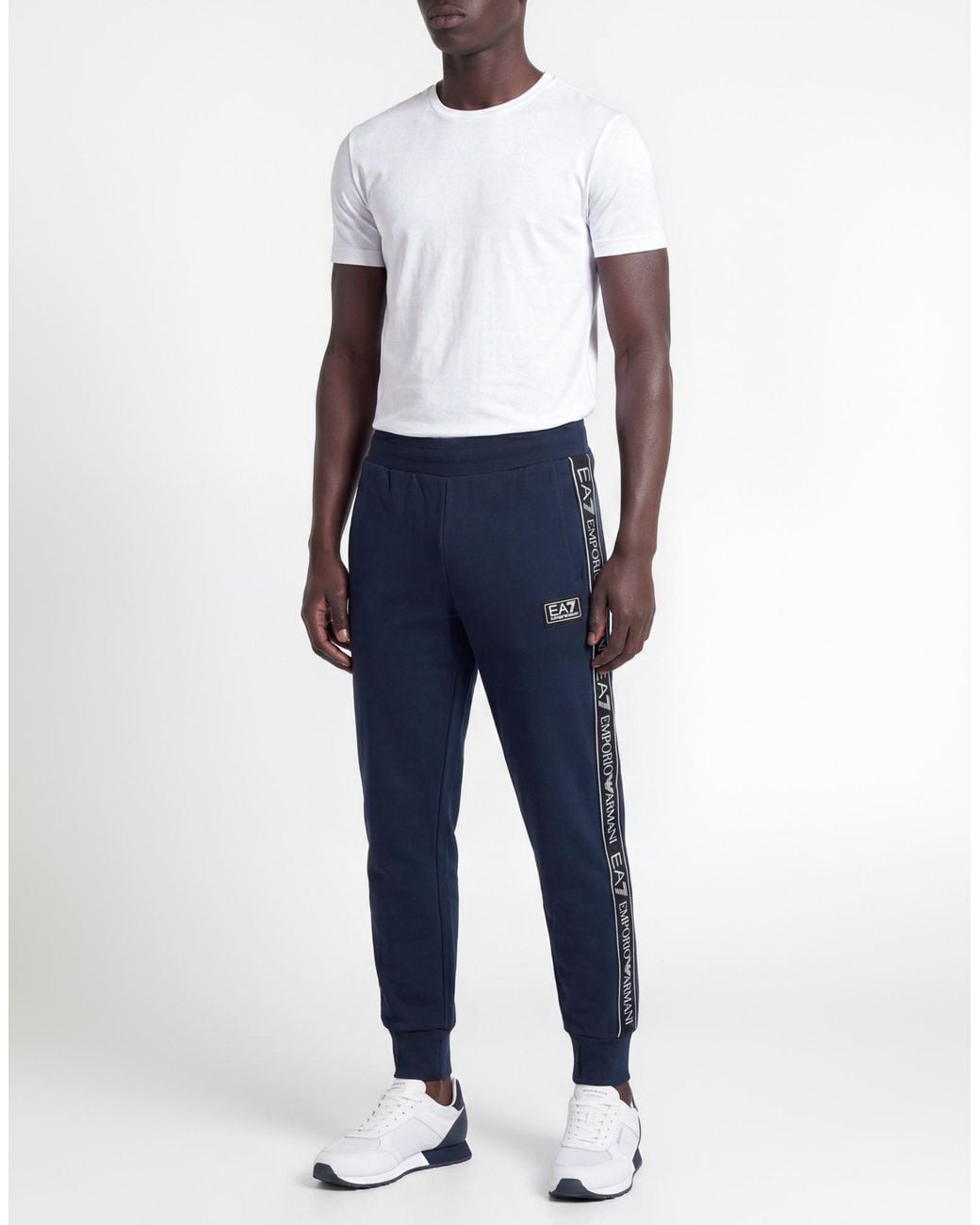 EA7 Blue Pants Cotton, Polyester for men