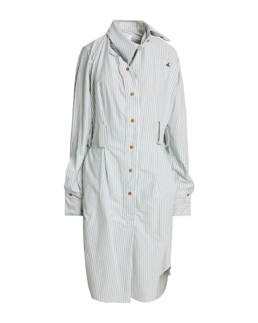 Vivienne Westwood Gray Drunken Shirt Dress Midi Dress Cotton