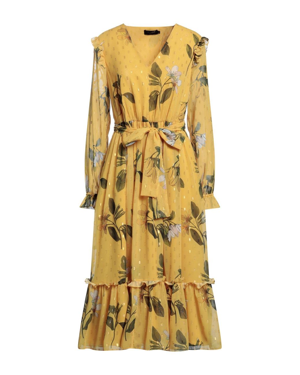 Ted Baker Midi Dress in Yellow | Lyst