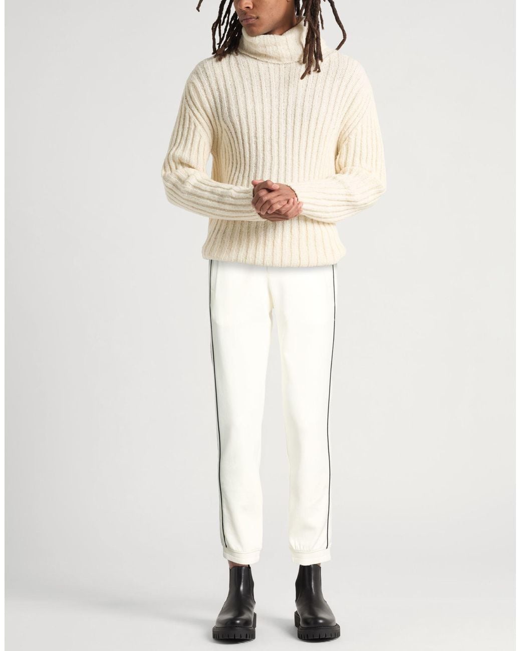 Emporio Armani White Ivory Pants Cotton, Polyester, Elastane for men