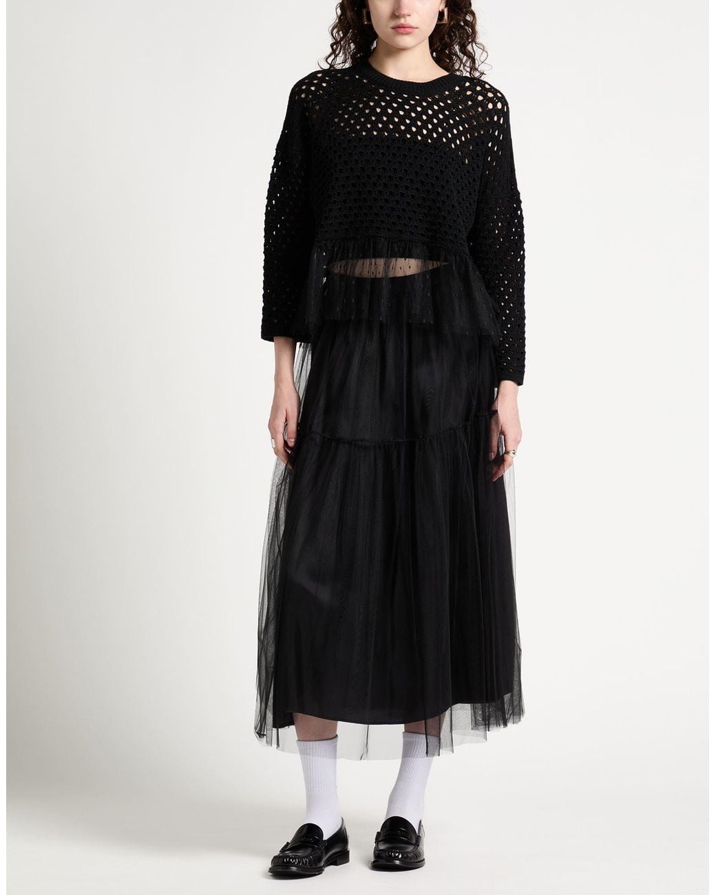Jucca Black Midi Skirt Viscose, Acetate