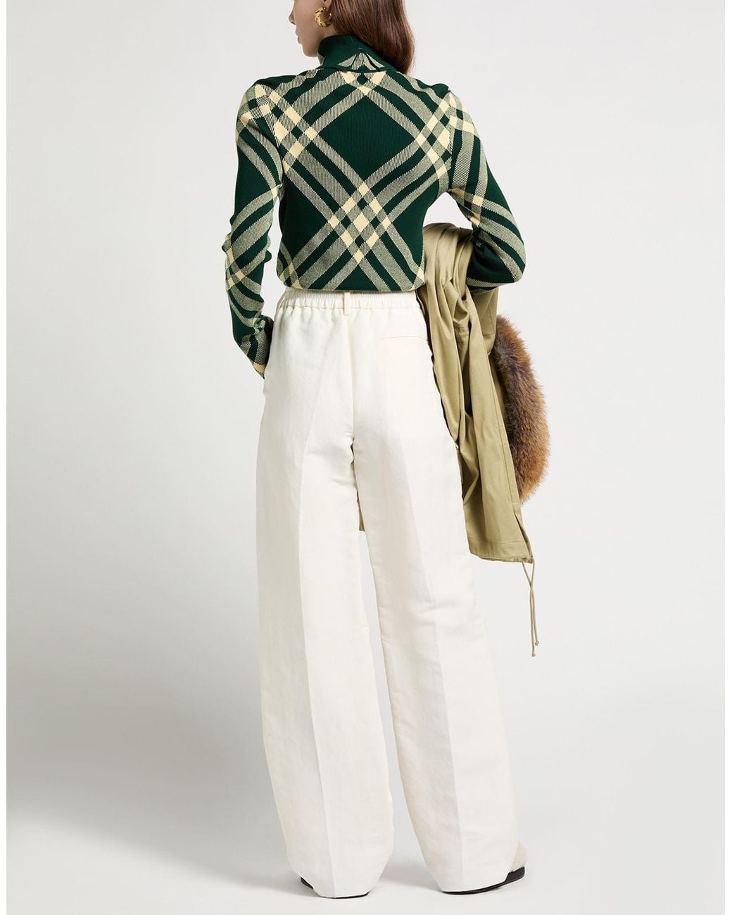 Burberry Green Turtleneck Wool, Polyester, Polyamide, Elastane