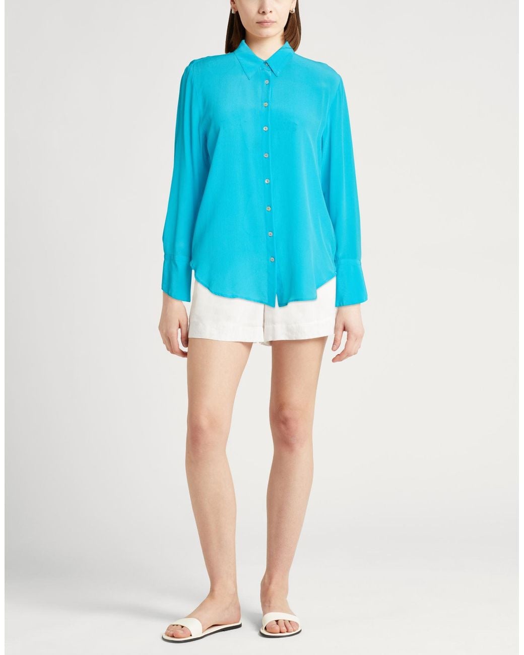 120% Lino Blue Shirt Silk