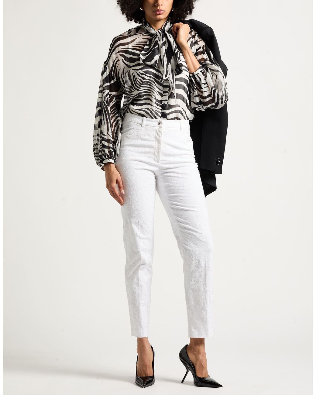 Dolce & Gabbana White Pants Cotton, Elastane
