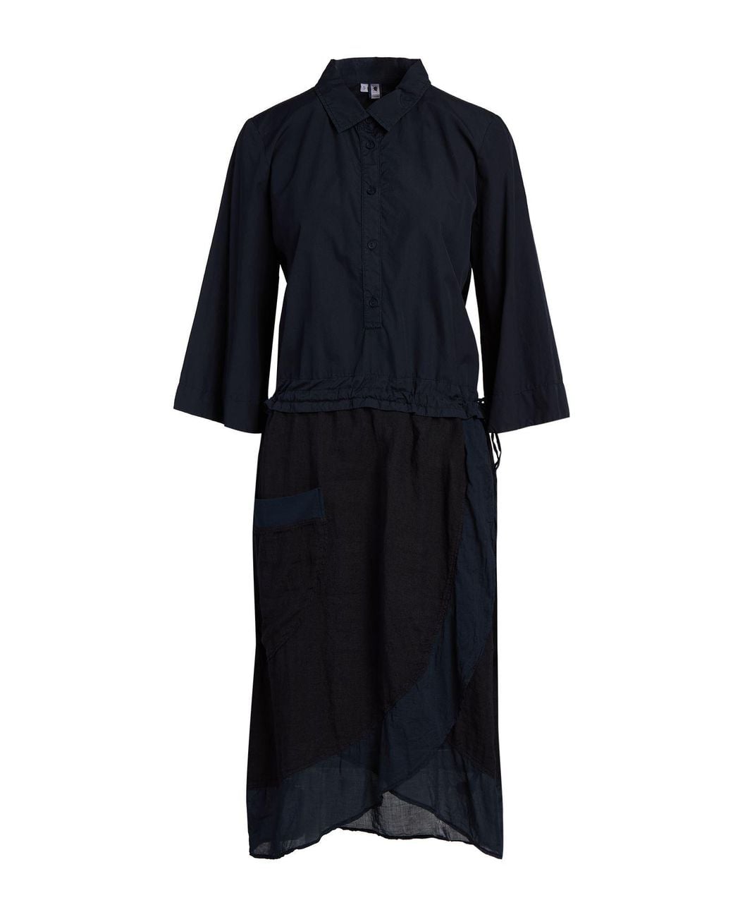 European Culture Blue Midnight Midi Dress Cotton, Linen, Lycra