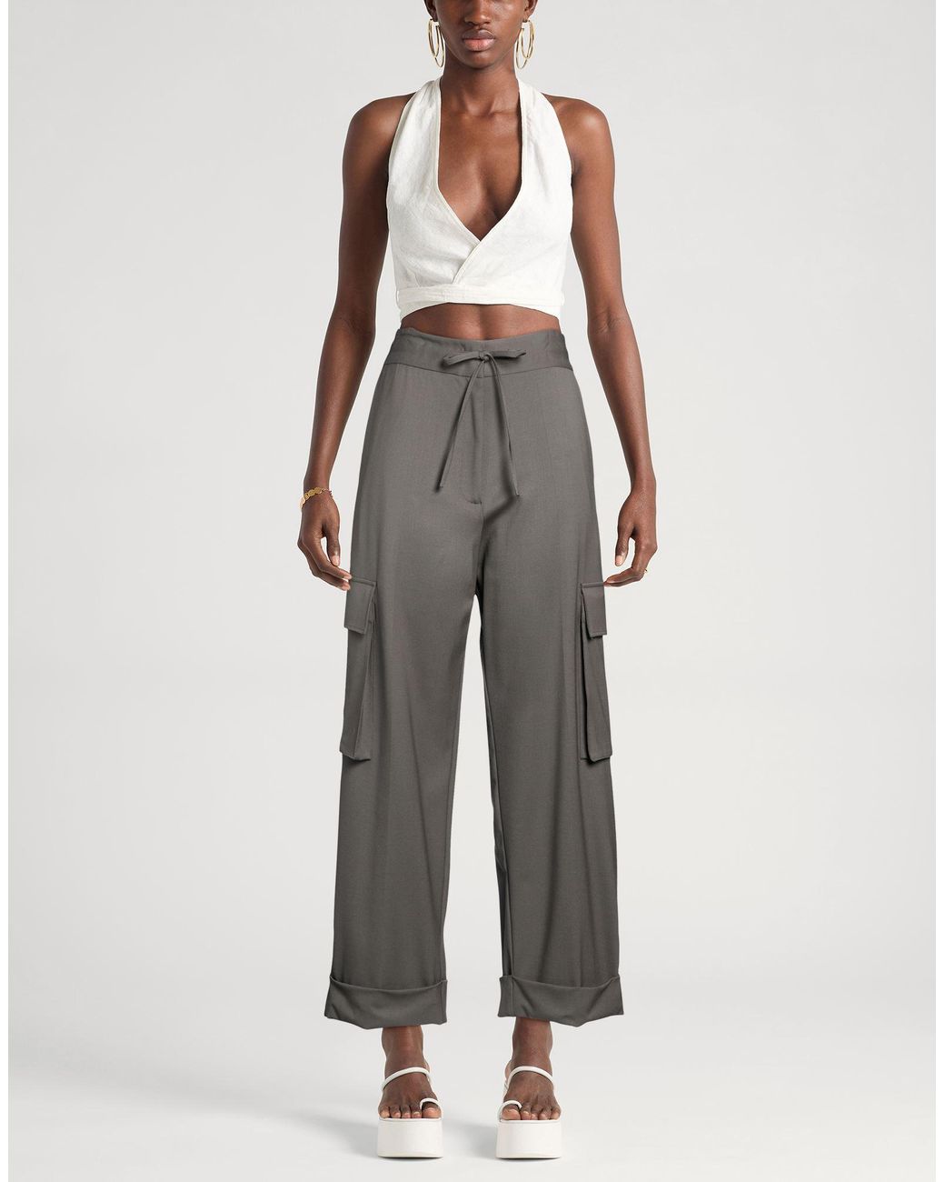 P.A.R.O.S.H. Gray Pants Virgin Wool, Elastane