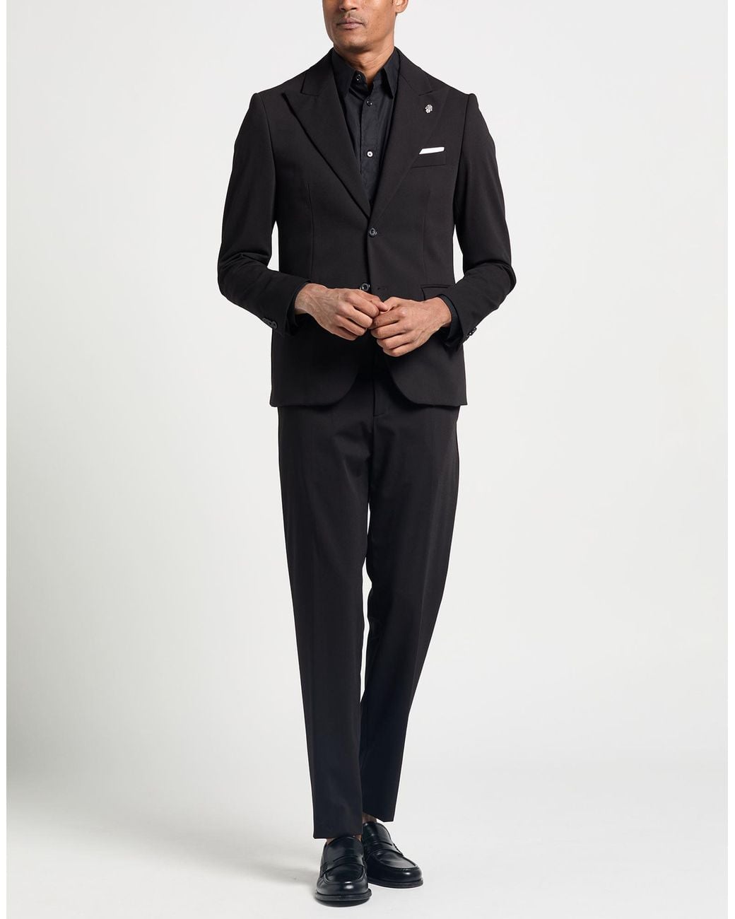 Daniele Alessandrini Black Suit Polyester, Viscose, Wool, Elastane for men