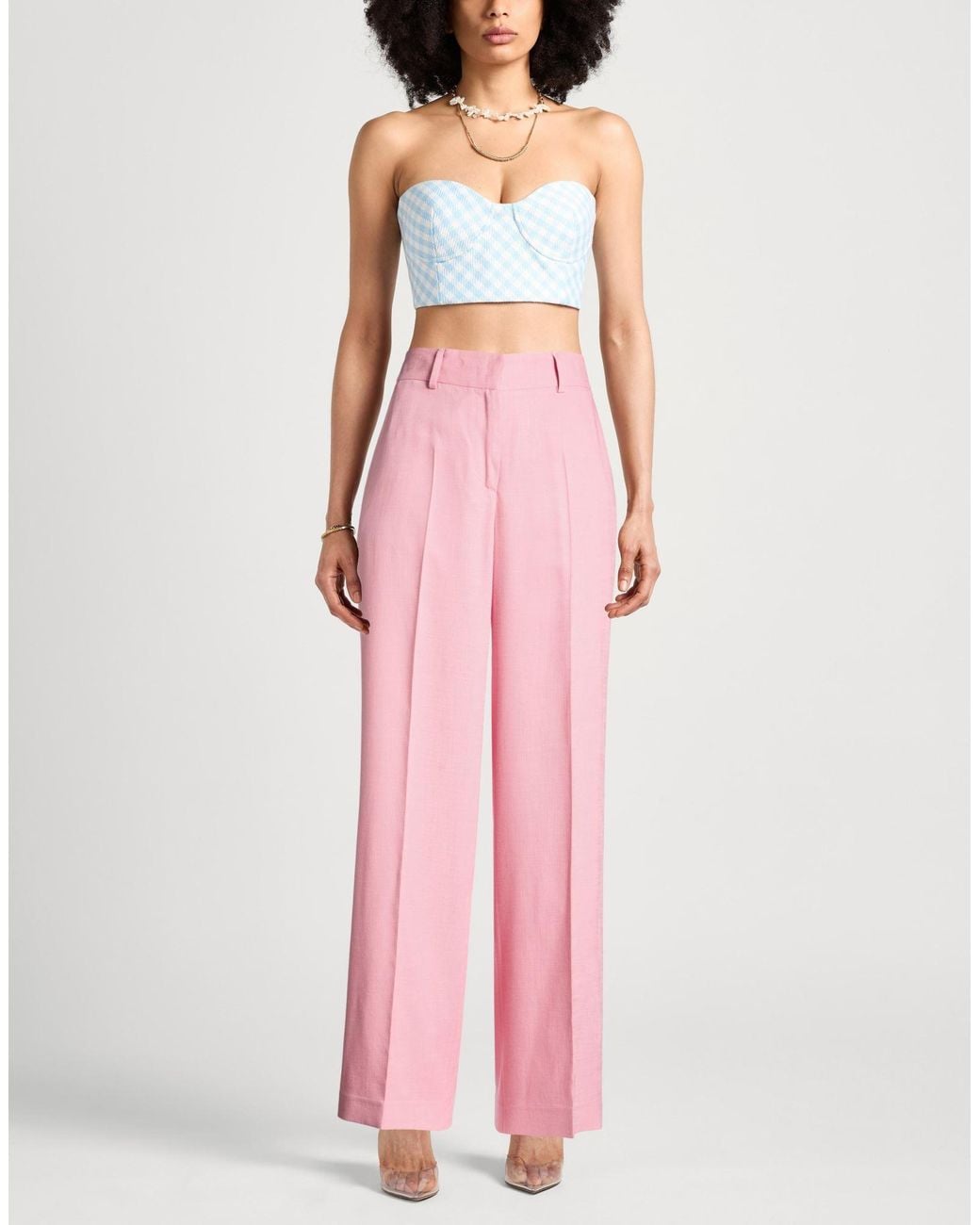 MSGM Pink Pants Viscose, Polyester, Elastane