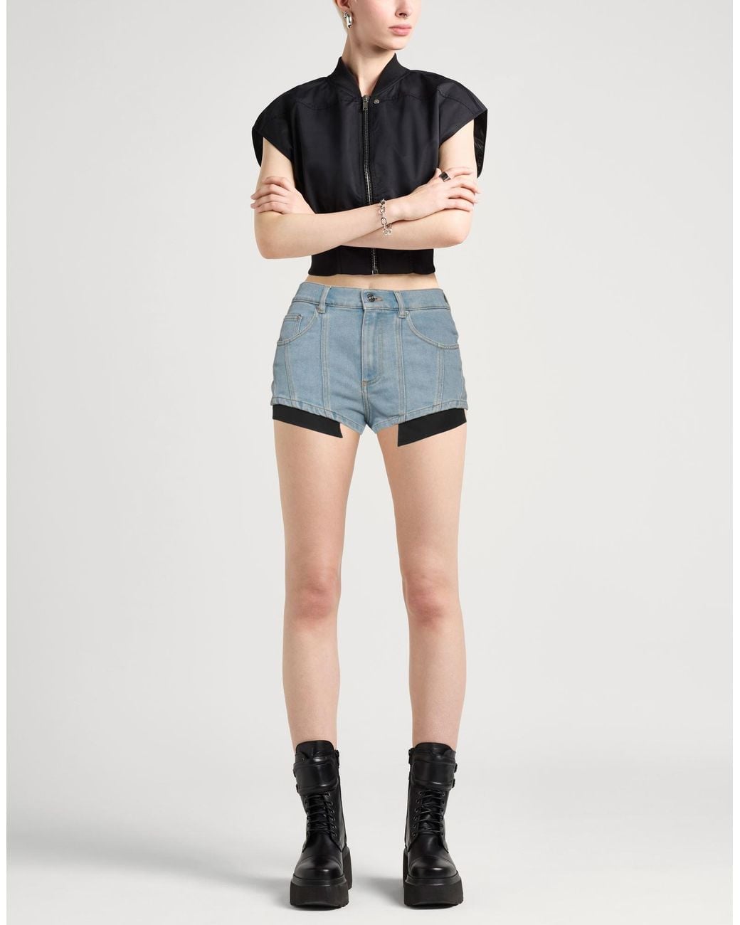 Mugler Blue Denim Shorts Cotton, Elastomultiester