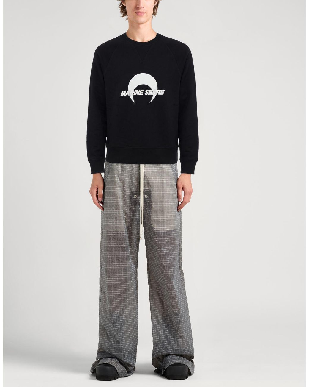 MARINE SERRE Blue Sweatshirt Cotton, Organic Cotton for men