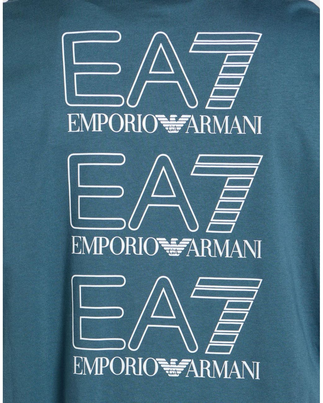 EA7 Blue T-Shirt Cotton, Elastane for men