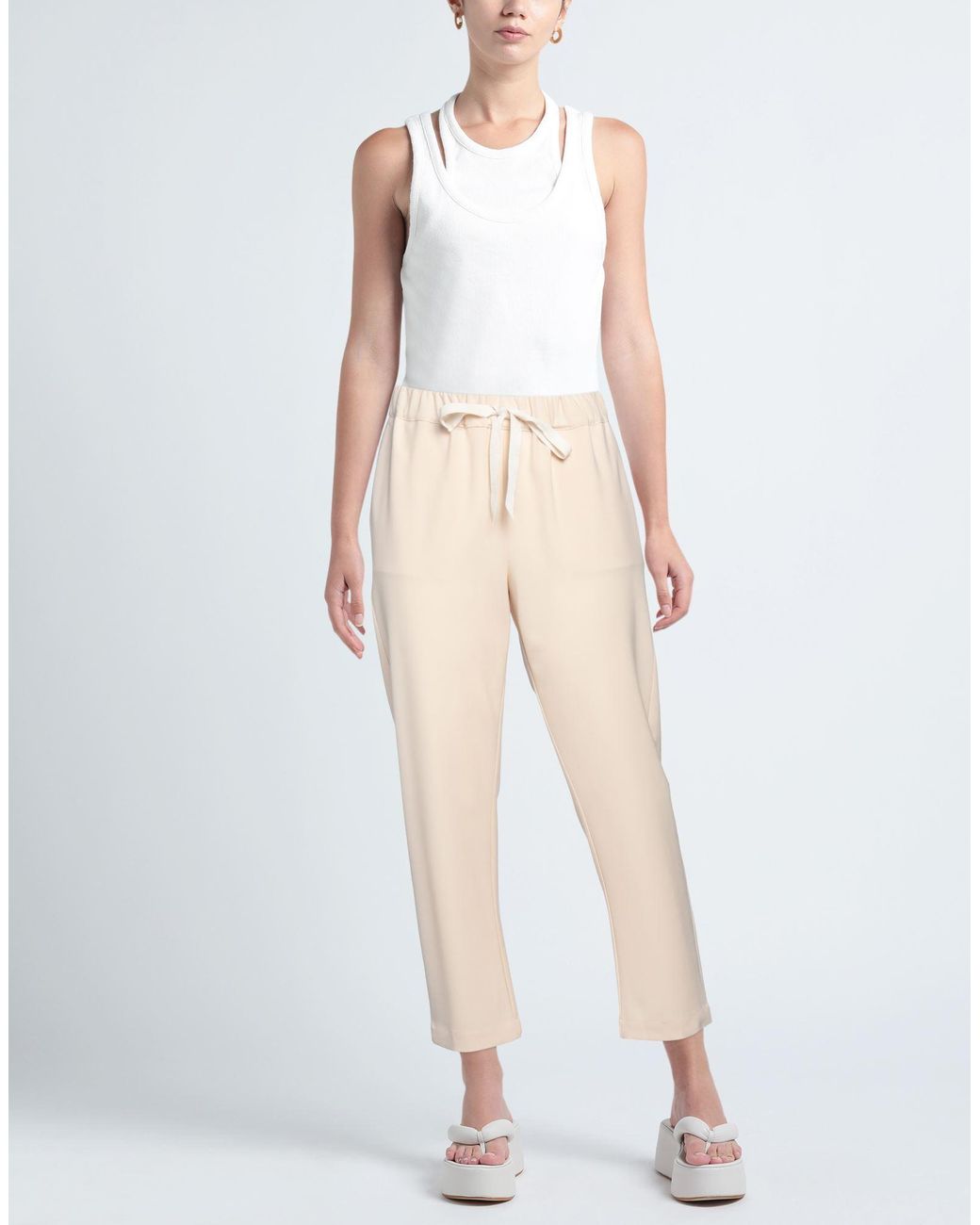 Semicouture Natural Pants Polyester, Virgin Wool, Elastane