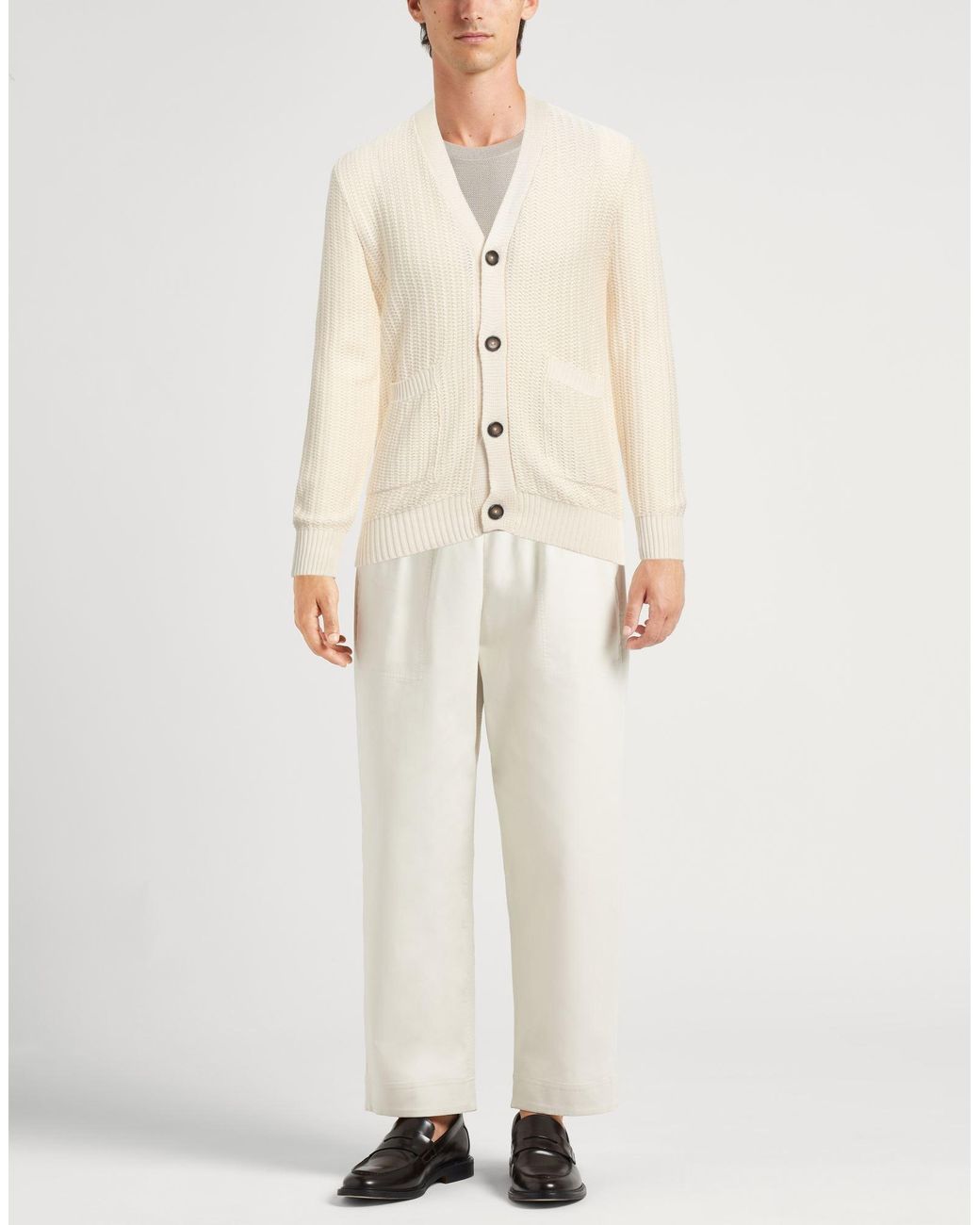 Circolo 1901 Natural Multipocket Cotton Knit Cardigan for men