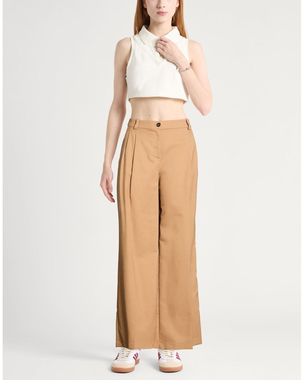 Pinko Natural Pants Polyester, Wool